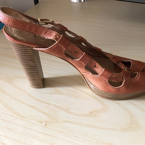 Franco Barbieri high heeled platform peep toe slingback sandals - Picture 3 of 9